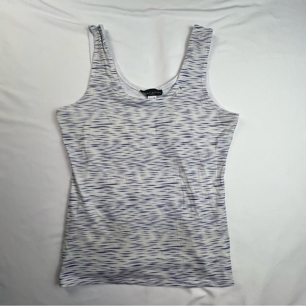 Simply Styled - Women’s Sleeveless Top - Navy and White - Medium
